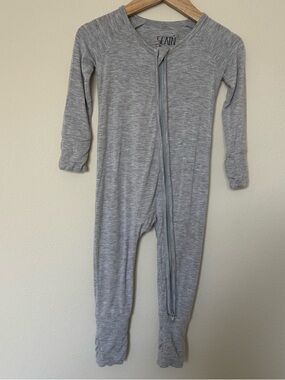 Heather Gray Zip-Front Kids Footie